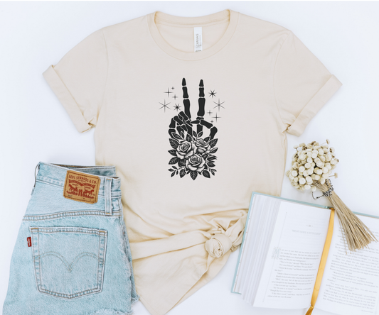 Skull Hand Floral Tee